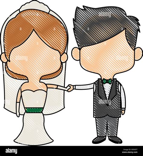 Cute Couple Husband Wife In Wedding Suit Happy Together Stock Vector Image And Art Alamy