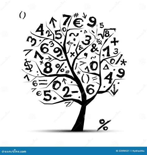 Art Tree With Math Symbols For Your Design Stock Vector - Image: 22098531