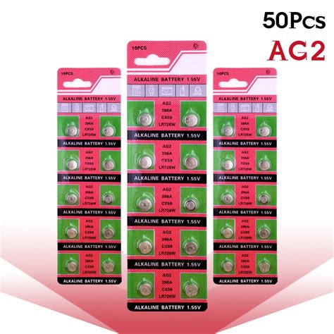 50PCS Alkaline Batteries AG2 1 5V G2 396A LR726 SR726W GP397 1164SO