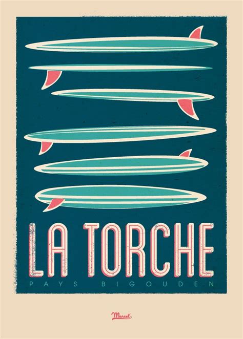 Affiche 50x70 Marcel La Torche Surfboards Taille 30 X 40 Cm Surf