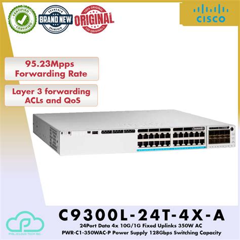 Cisco Catalyst 9300 Series Switch C9300l 24t 4x A Network Advantage