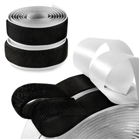 Jiezhush Wide Black Hook And Loop Adhesive Tape Yd Length Self Sticky