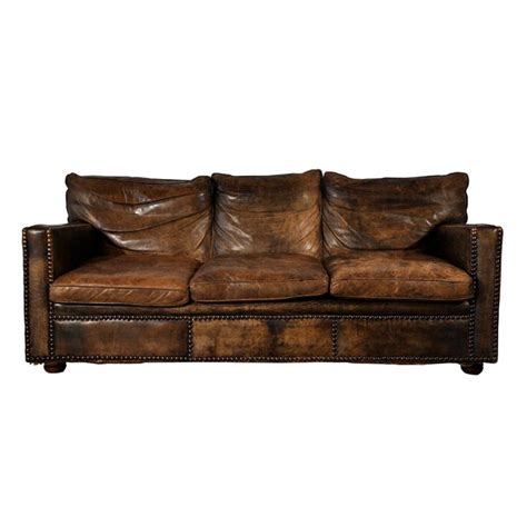 Vintage Custom Leather Sofa Ca 1930 Vintage Leather