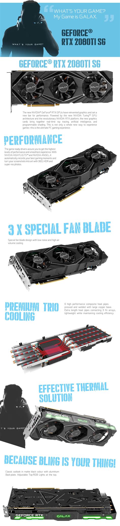 Vga การ์ดแสดงผล Galax Rtx2080ti Sg Edition 11gb Gddr6