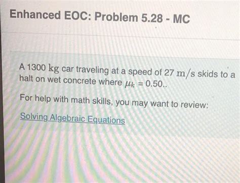 Solved Enhanced EOC Problem 5 28 MC A 1300 Kg Car Chegg