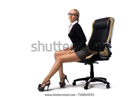 Sexy Blonde Secretary Perfect Legs Sitting Stock Photo Edit Now