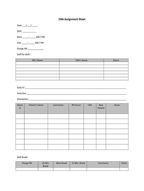 Cna Assignment Sheets Fill Online Printable Fillable Blank Pdffiller