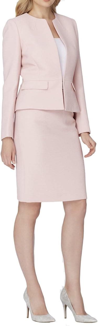 Tahari By Arthur S Levine Womens Crinkle Crepe Peplum Skirt Suit