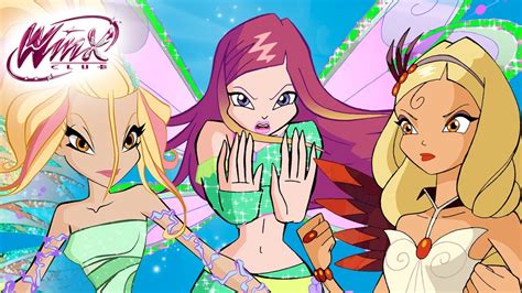 Winx Club Diaspro Miele Daphne And Roxy ALL TRANSFORMATIONS YouTube