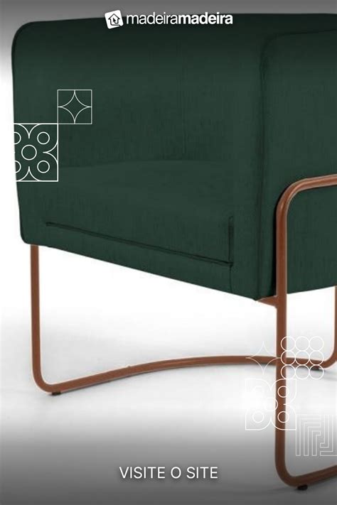 Poltrona Decorativa Fixa Base De A O Cobre Betina D Linho Verde Musgo