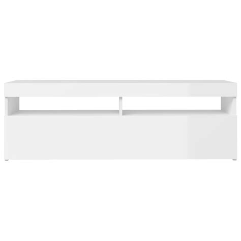 Meuble Tv Led Blanc Brillant X X Cm Vingvo Contemporain