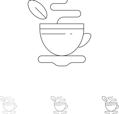 Tea Cup Hot Coffee Bold And Thin Black Line Icon Set 18021131 Vector Art At Vecteezy