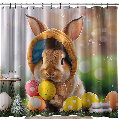 Transform Your Bathroom With A Whimsical Easter Bunny Shower Curtain