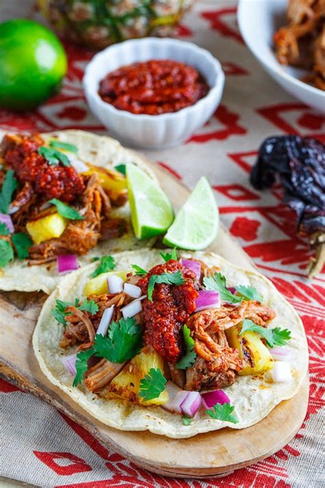 Tacos Al Pastor With Pineapple Salsa Roja Recipe On Closet Cooking