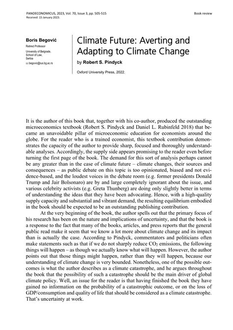 PDF Book Review Climate Future Averting And Adapting To Climate