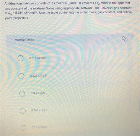 Solved An Ideal Gas Mixture Consists Of 2 Kmol Of N2 And 5 0