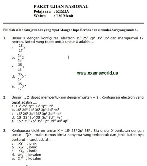 Contoh Soal Kimia Kelas 10 Tentang Atom Guru Paud Riset