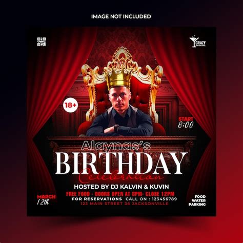 Joyeux Anniversaire Bash King Celebration Modèle De Conception De Flyer Psd Psd Premium