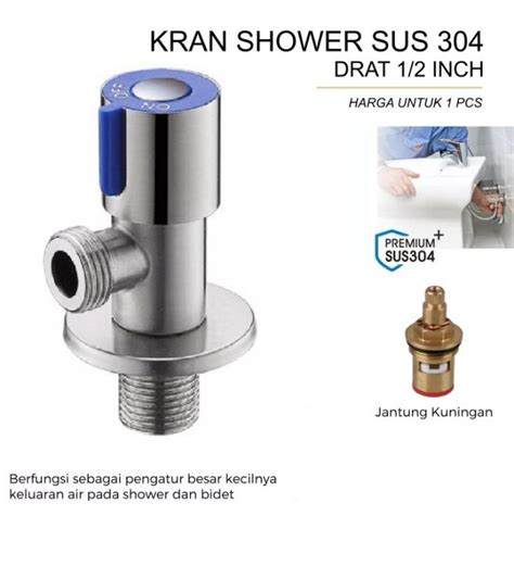 Murah Stop Kran Shower Single 12 Inch Kloset Duduk Toilet Stainless