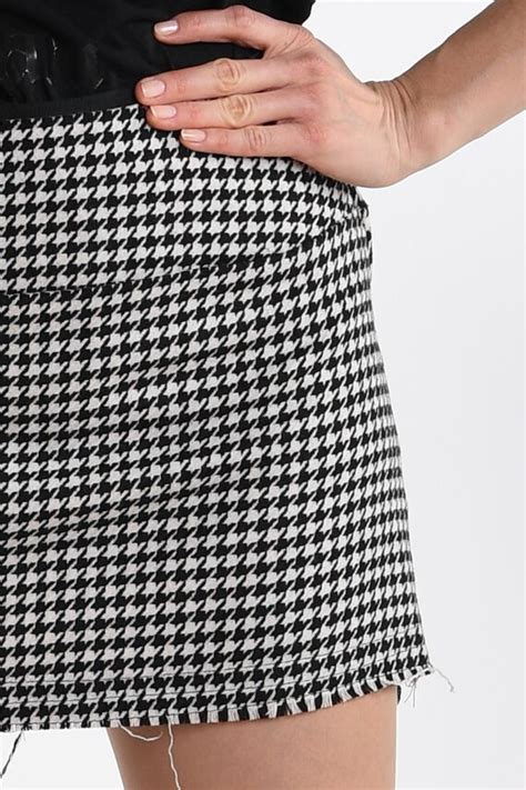 S Houndstooth Mini Skirt Vintage S Black And Gem