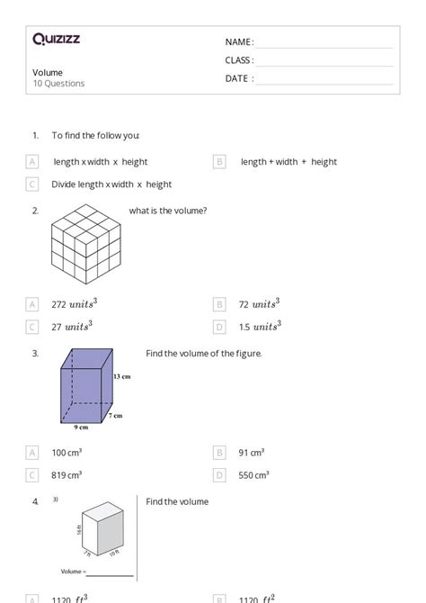 50 Volume Worksheets For 4th Grade On Quizizz Free And Printable