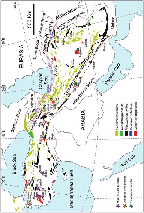 Simplified Geological Map Of Iran Turkey Showing The Distribution Of