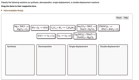 SOLVED Classify The Following Reactions As Synthesis Decomposition