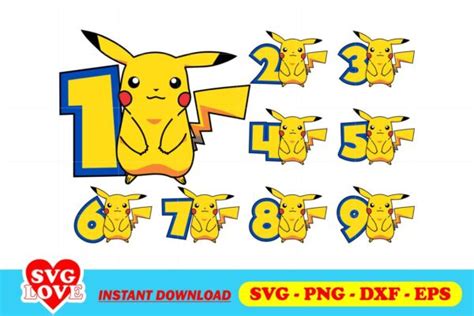 Pokemon Pikachu Birthday Numbers Svg Gravectory