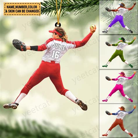 Personalized Baseballsoftball Player Throwing The Ball Christmas Orna Yeetcat