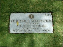 Pvt Leonard Robert Setterstedt Find A Grave Memorial