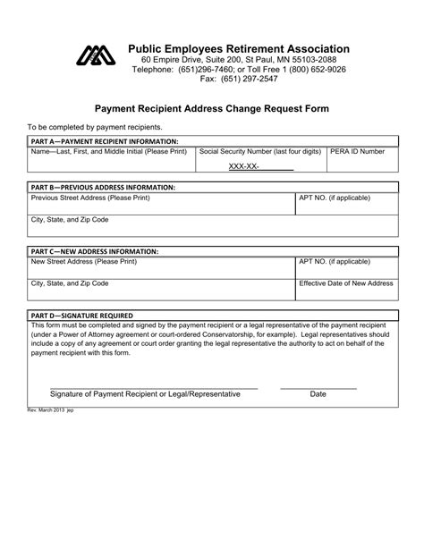 Minnesota Payment Recipient Address Change Request Form Fill Out