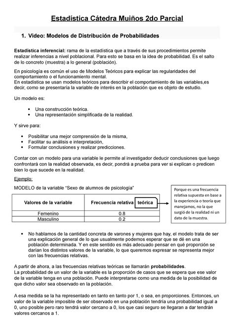 Estad Stica Mui Os Do Parcial Binomial Normal Estad Stica C Tedra