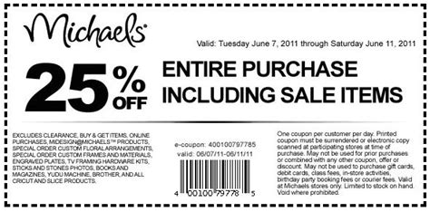 Michaels Canada Save 25 Off Your Michaels Purchase Printable Coupon