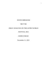 Mgt Final Paper Docx David Abraham Mgt Firac Analysis On