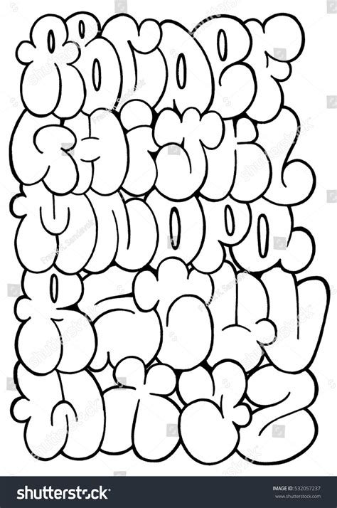 Graffiti Letters Sketch Alphabet Bubble Ilustración De Stock 532057237 Shutterstock