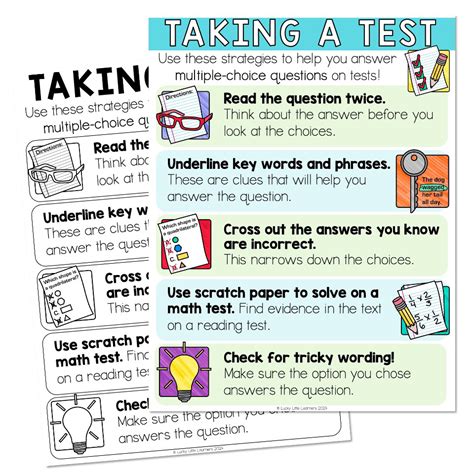 Test Taking Strategies Multiple Choice Questions Anchor Chart