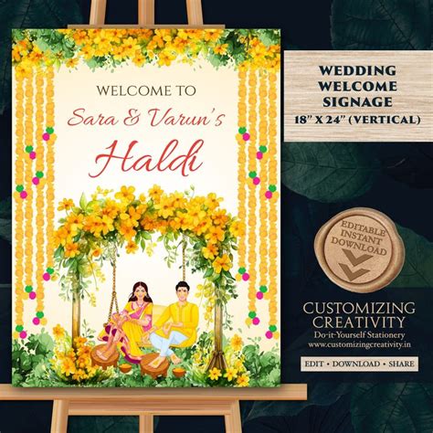 Haldi Welcome Sign: Indian Wedding Decor (digital Download) - Etsy ...