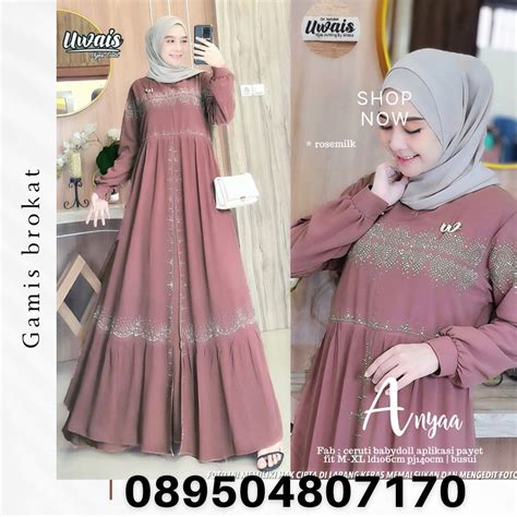 Nyama Di Pake Gamis Brokat Mix Tile Hijab Fashion