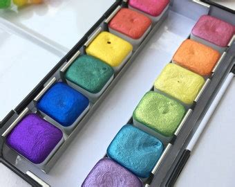 Handmade Watercolor Paints Set Mica Metallic Watercolors Etsy