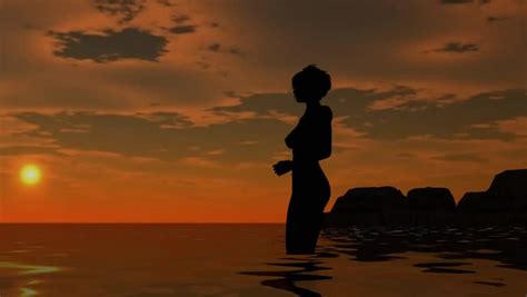 Woman On Beach Sunset Nude Silhouette วดโอสตอก ปลอดคาลขสทธ Shutterstock