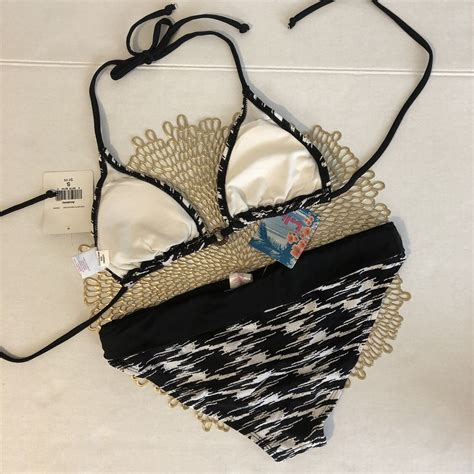 Nwt Belize Swimsuit Bikini Pc Set Size S M Black White Triangle Ebay