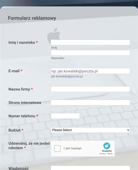 Podstawowy Formularz Zamówienia Reklamy Szablon Formularza Jotform