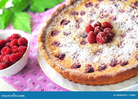 Almond Tart With Raspberries Stock Photo Image Of Nutritious