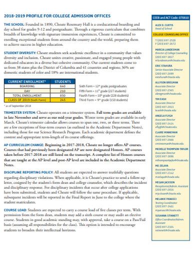 College Profile 19 Examples Format Pdf