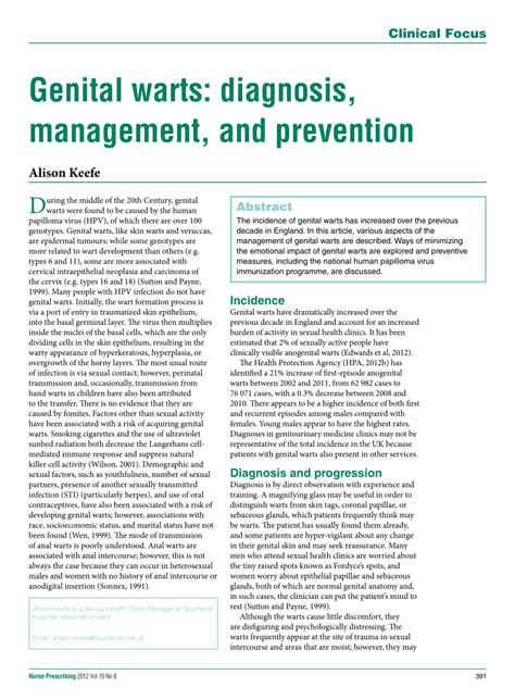 (PDF) Genital warts: diagnosis, management, and prevention