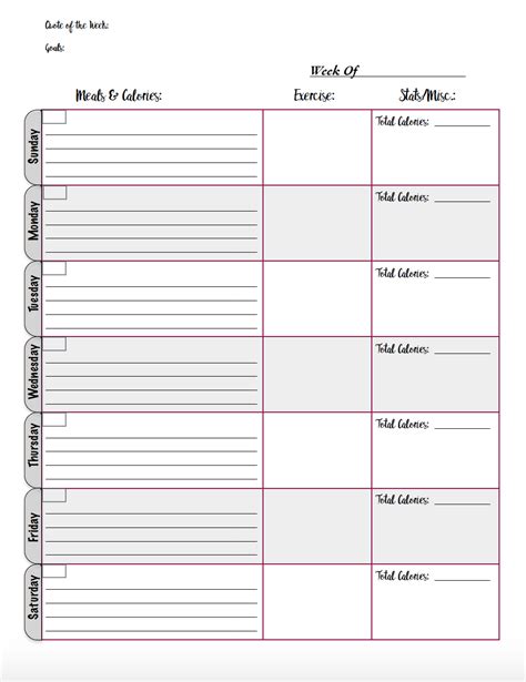 Food Tracker Printable | room surf.com