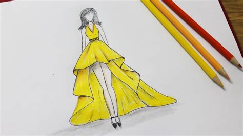 How To Draw A Dress Design Dresses Drawing Step By Step Creartive Mind