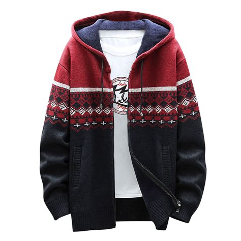 Juebong Christmas Deals 2022 Men Casual Long Sleeve Knitting Hooded