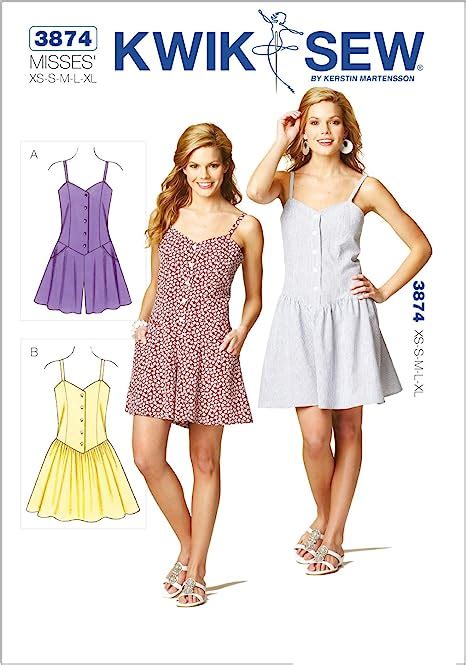 Amazon Kwik Sew K3874 Romper And Dress Sewing Pattern Size XS S M