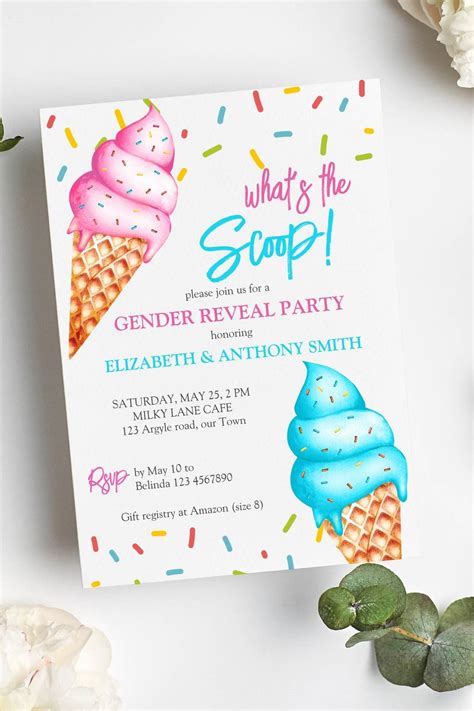 Ice Cream What S The Scoop Gender Reveal Party Invitation Zazzle In